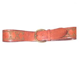Heavy leather and brass banana republic belt sz m